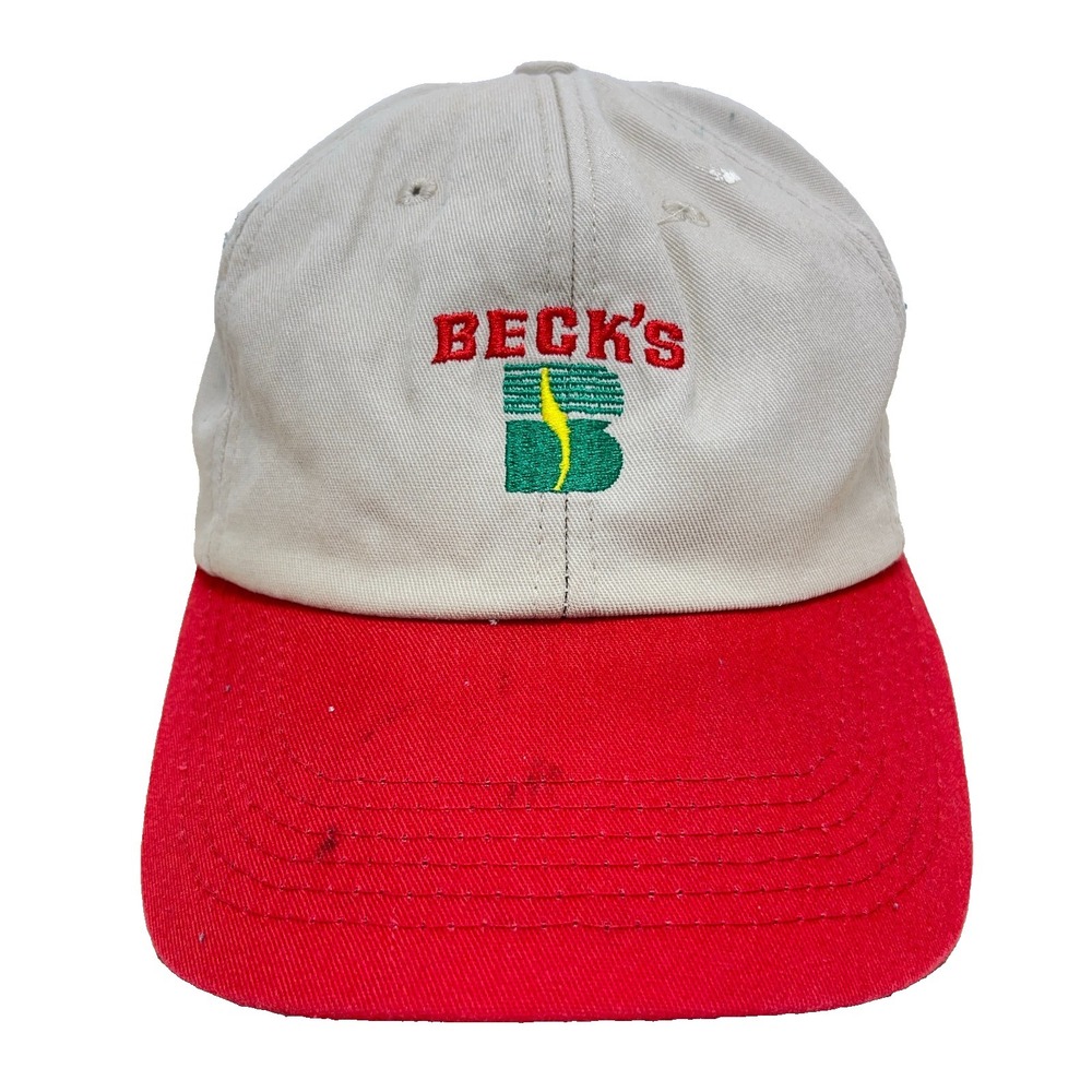 Vintage Beck's Seed Hat Cap Snap Back Made In USA 80s 90s Farm Agriculture Red